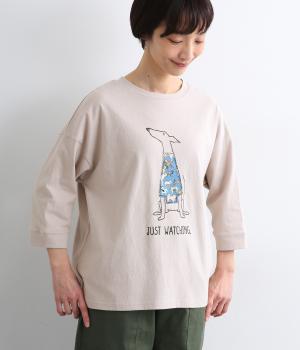 おめかしわんこ8分袖プルオーバー(グレージュ-F)