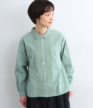 コットン襟レースブラウス