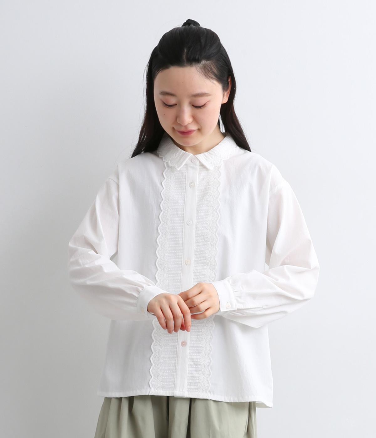 コットン襟レースブラウス(オフ-F)