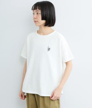 後ろ姿ねこ刺しゅう半袖プルオーバー(オフ-F)