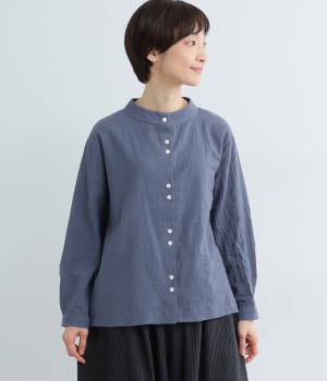 ぽこぽこちびハイネックBACKフレアブラウス(ブルーグリーン-F)