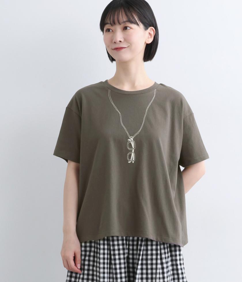 コットン天竺　メガネプリントTシャツ
