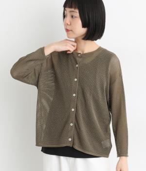 メッシュ編みニットカーディガン
