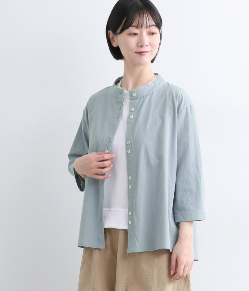 コットン　バックフレアちびハイネックブラウス