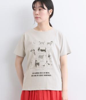 イヌ図鑑プリントTシャツ(ライトグレー-F)