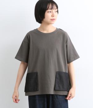 DENIMポケ付きプルオーバー(チャコール-F)