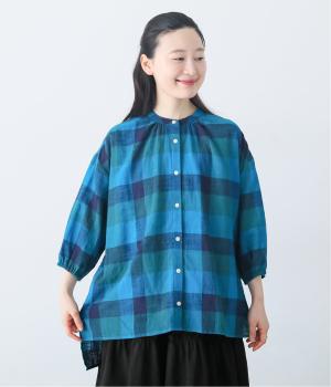 コットンブロックチェック前後差チュニック