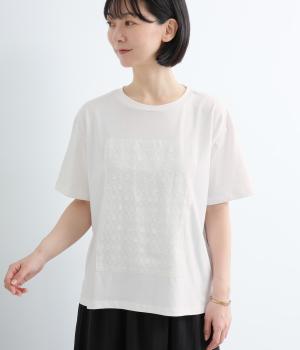 シフォンドットパッチワークプルオーバー(オフ-F)