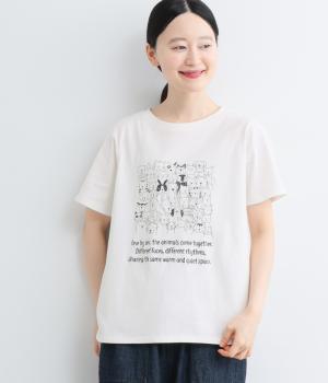 アニマル集合プリントTEE(オフ-F)