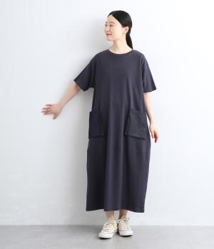 DENIMポケ付コクーンワンピース(ネイビー-F)