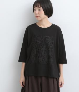 レースコード柄パッチワークプルオーバー（クロ×クロ・F）