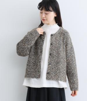 ミックスヤーンボレロカーディガン（チャコール・F）