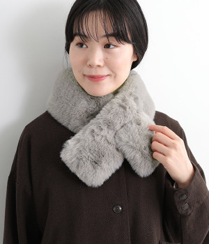 差し込みフェイクファー ミニティペット(ライトグレー-ONESIZE)