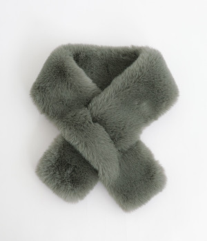 差し込みフェイクファー ミニティペット(チャコール-ONESIZE)