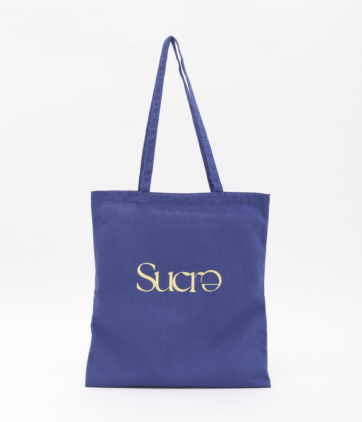 コットン風合いロゴ刺繍トート(ブルー-ONESIZE)