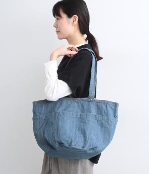 インドデニムトートバッグ(ブルー-F)