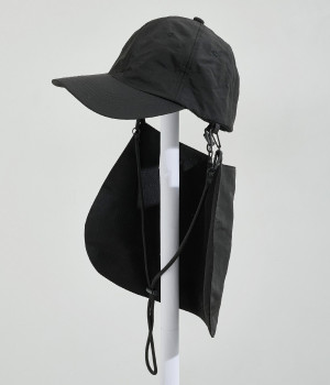 撥水冷感ネックカバー付き　キャップ(ブラック-ONESIZE)