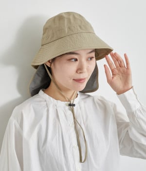 遮熱・撥水 コンパクト収納バケットハット(ベージュ-ONESIZE)