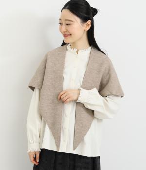 三角ニットストール(ベージュ-F)