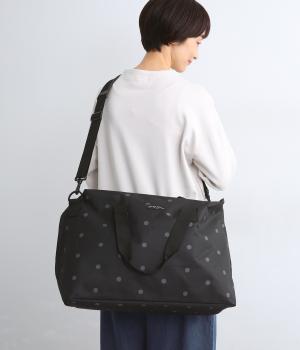 キャリーオン＋撥水加工付きビッグボストンバッグ(ブラックドット-F)