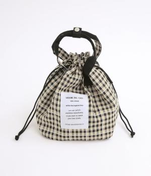 保冷巾着ランチバッグ(チェックブラック-F)