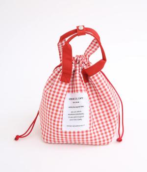 保冷巾着ランチバッグ(チェックレッド-F)