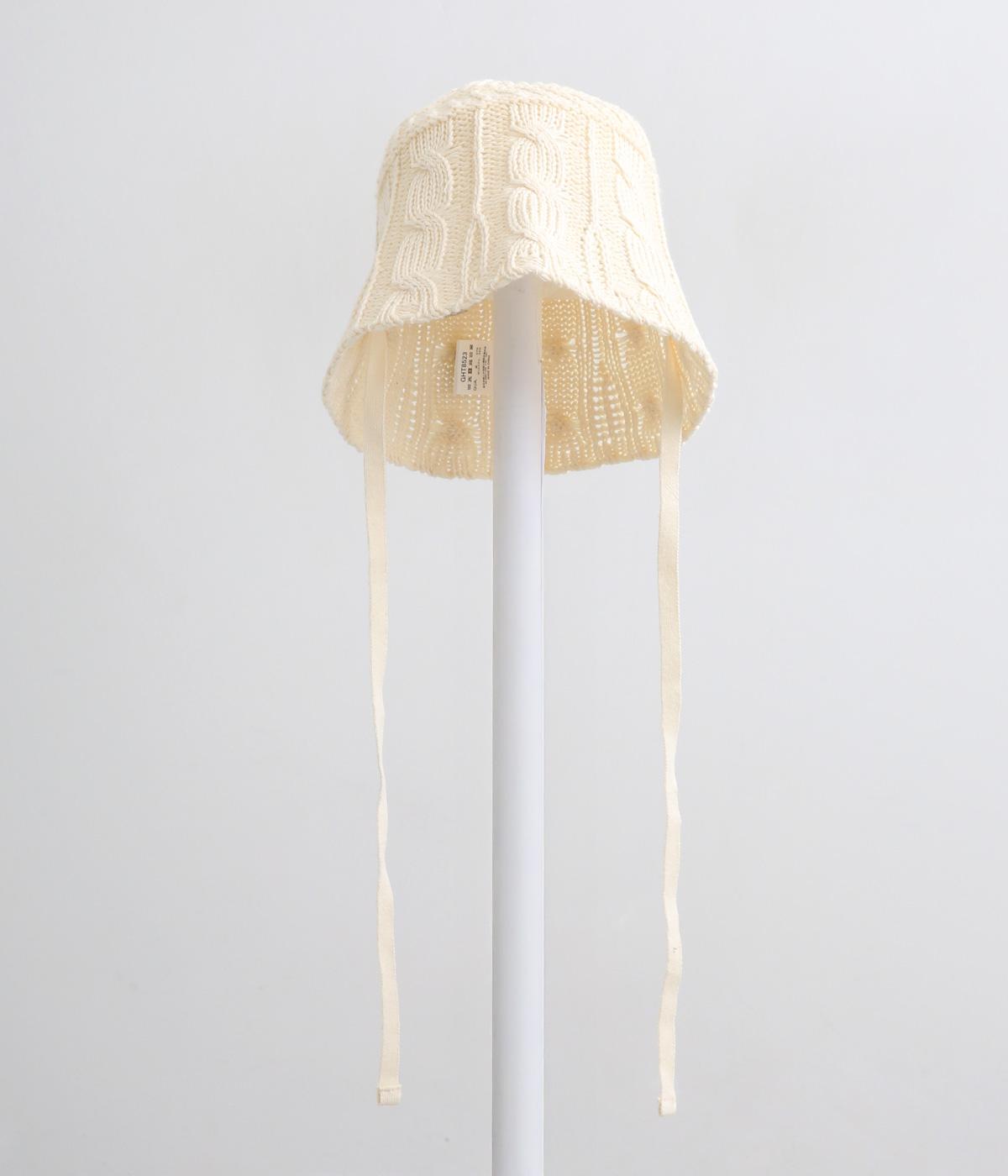 編み柄ハット(アイボリー-F)