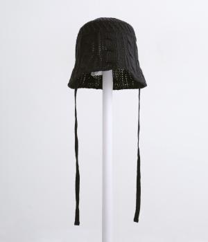 編み柄ハット(ブラック-F)