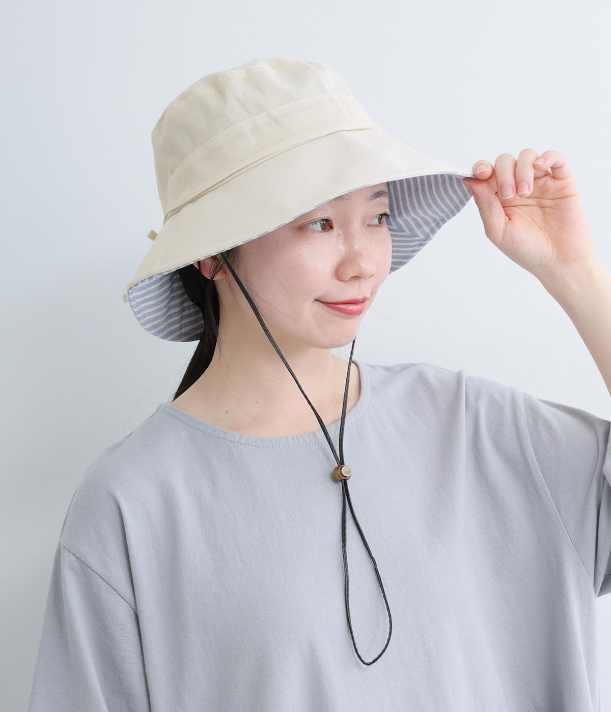 UVブリム裏柄付きハット(杢アイボリー-F)