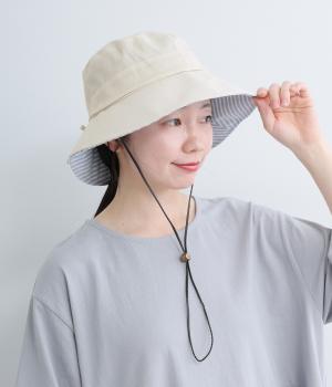 UVブリム裏柄付きハット(杢アイボリー-F)