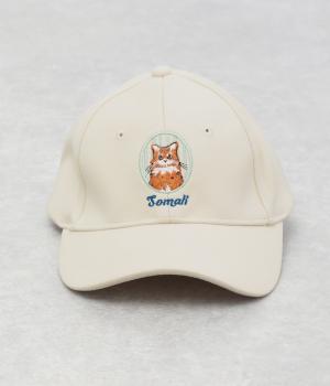 ネコ刺繍キャップ(アイボリー-F)