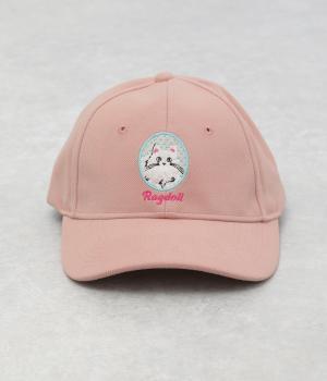 ネコ刺繍キャップ(ピンク-F)