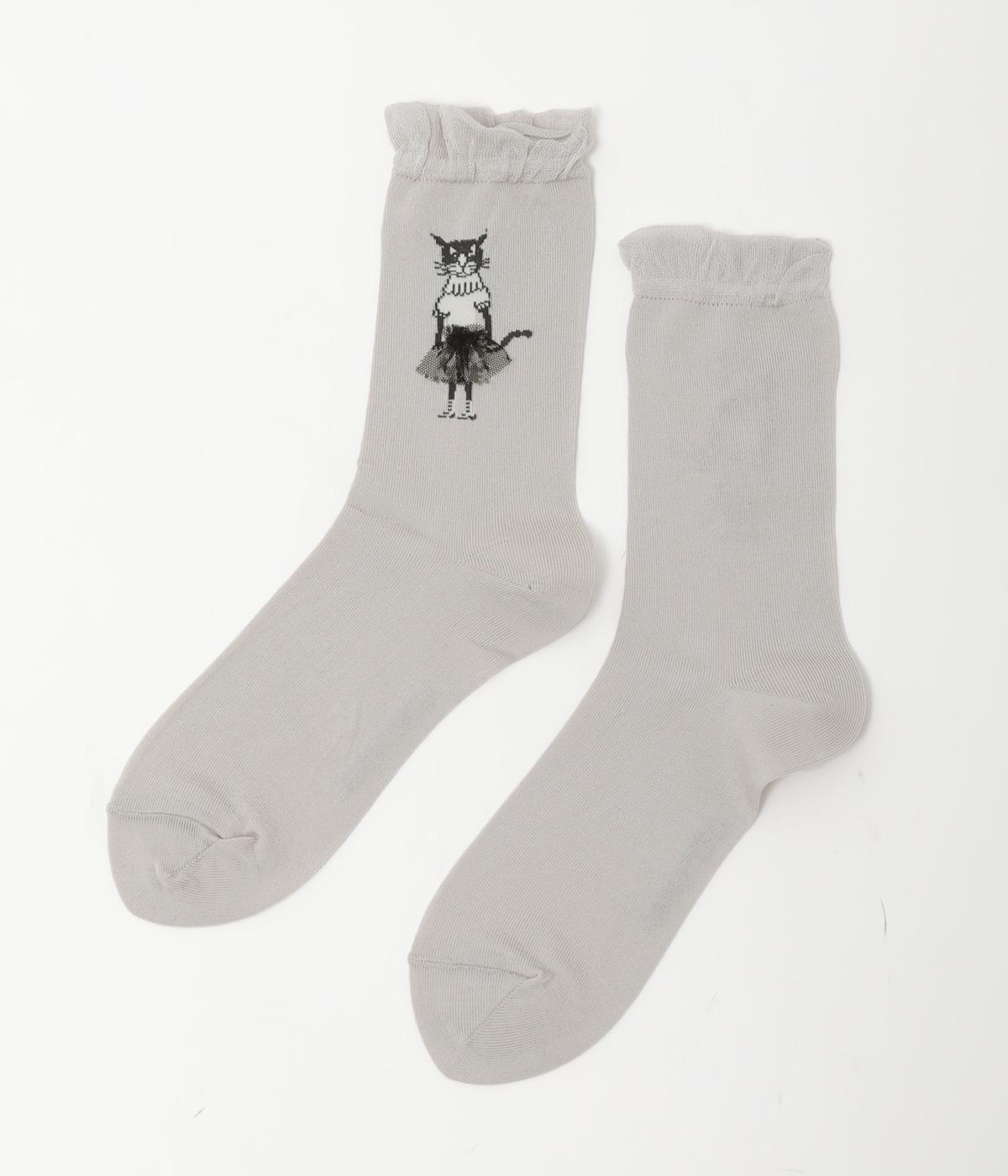 ＜アーティストコラボ　保坂優子＞「このドレス」ジャカードソックス(ベージュ-F)