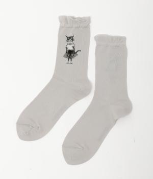 ＜アーティストコラボ　保坂優子＞「このドレス」ジャカードソックス(ベージュ-F)