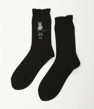 ＜アーティストコラボ　保坂優子＞「このドレス」ジャカードソックス(ブラック-F)