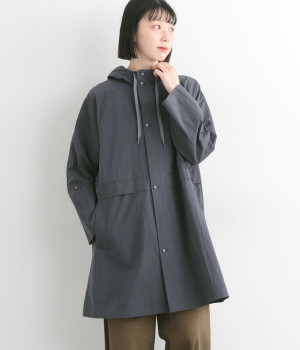 コットンナイロン　メッシュフラワーパレットプリントフーディコート(チャコール-ONESIZE)