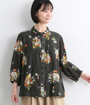 SUPER HAKKA×庄島歩夢｢Plants｣/｢From the story｣プリントブラウス(ブラック-ONESIZE)