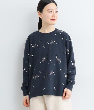 裏毛うさぎとデイジープリントプルオーバー(ネイビー-F)