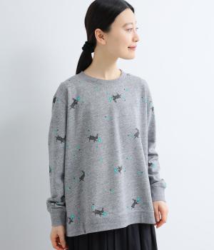 裏毛うさぎとデイジープリントプルオーバー(杢グレー-F)