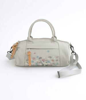 ｢glanta｣デイジーミスト刺繍ミニドラムショルダーバッグ(グレー-ONESIZE)