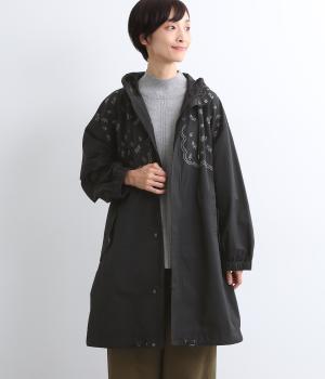 コットンナイロンツイル スプリンクルフラワー刺繍コート(ブラック-F)