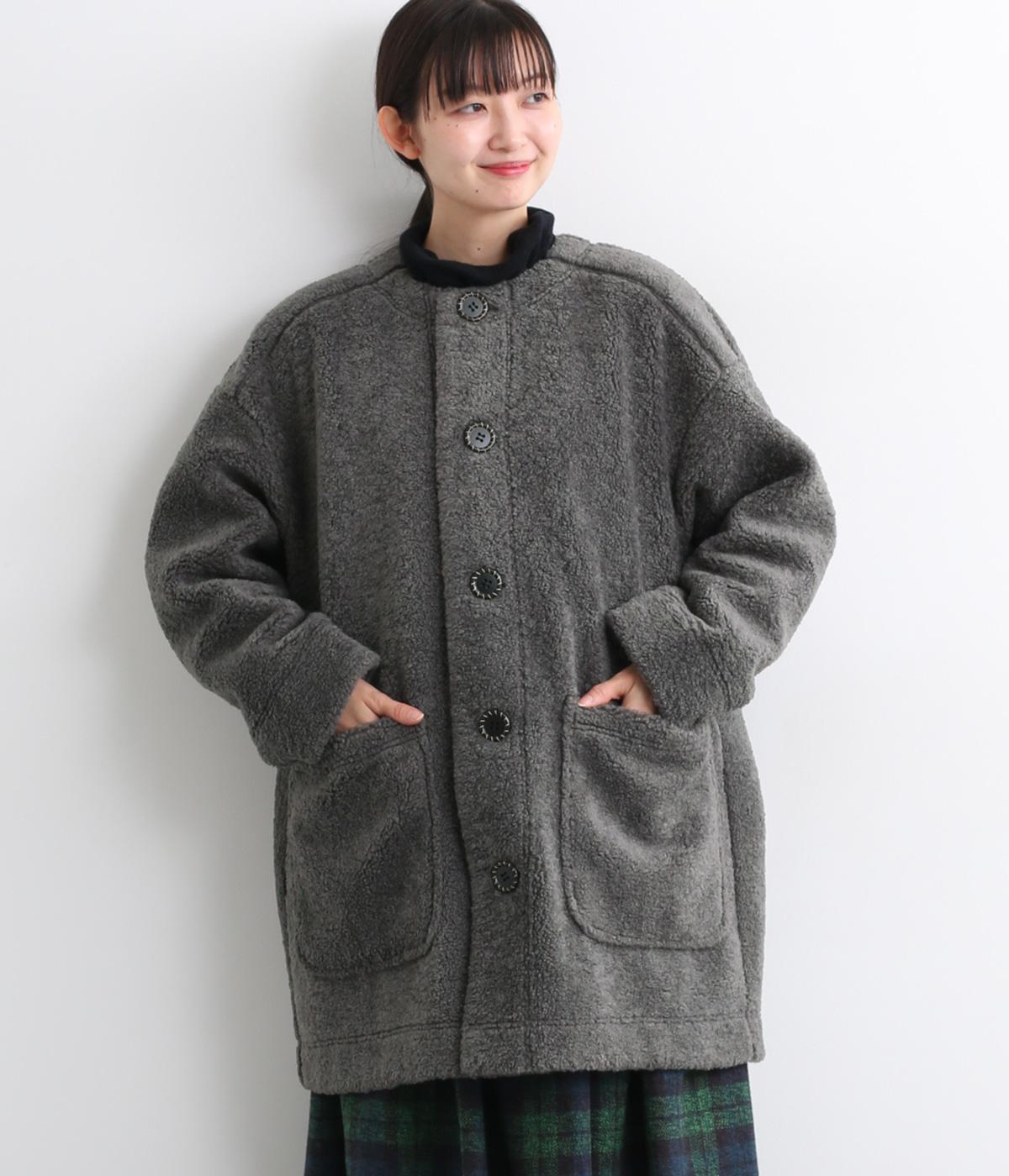 ボンディングボアノーカラーコート(チャコール-F)