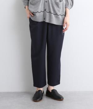 ポリエステルレーヨンストレッチテーパードパンツ(ネイビー-M)