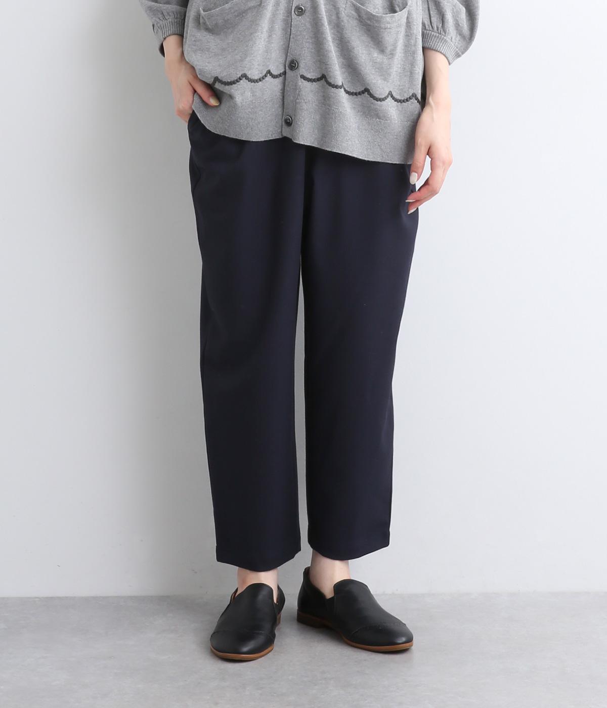 ポリエステルレーヨンストレッチテーパードパンツ(ネイビー-S)