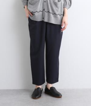 ポリエステルレーヨンストレッチテーパードパンツ(ネイビー-S)