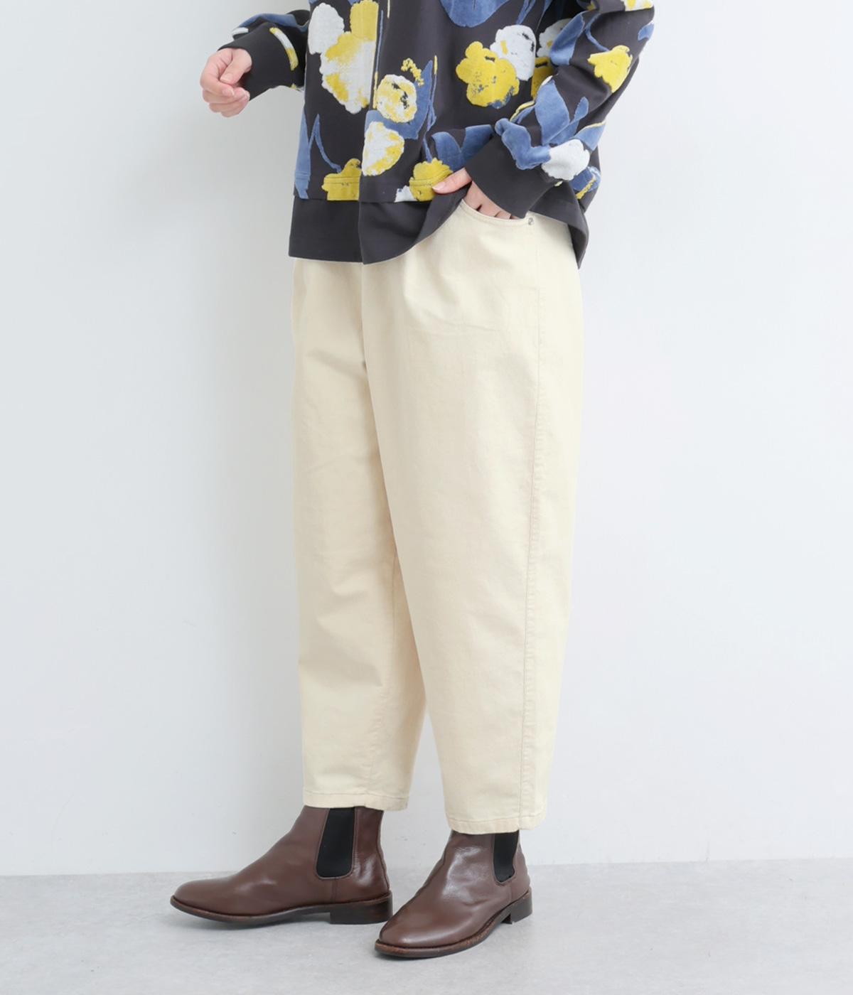 コットンストレッチ細コーデュロイオーバルパンツ(オフホワイト-S)