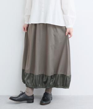 ポリエステルツイルナチュラルストレッチ+ベロアストレッチバルーンスカート(グレー-F)