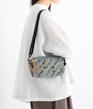 「glanta」フラワーストライプ刺繍ミニショルダーバッグ