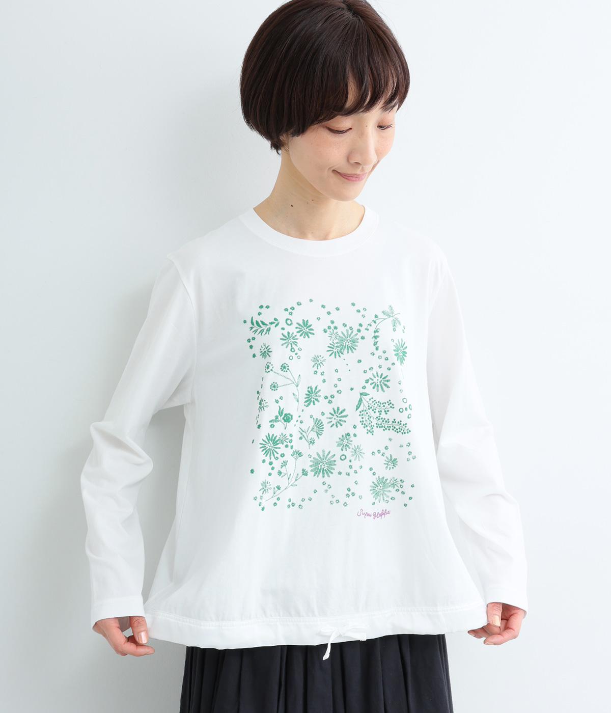 天竺フラワーシャワー発泡プリントプルオーバー(オフホワイト-F)