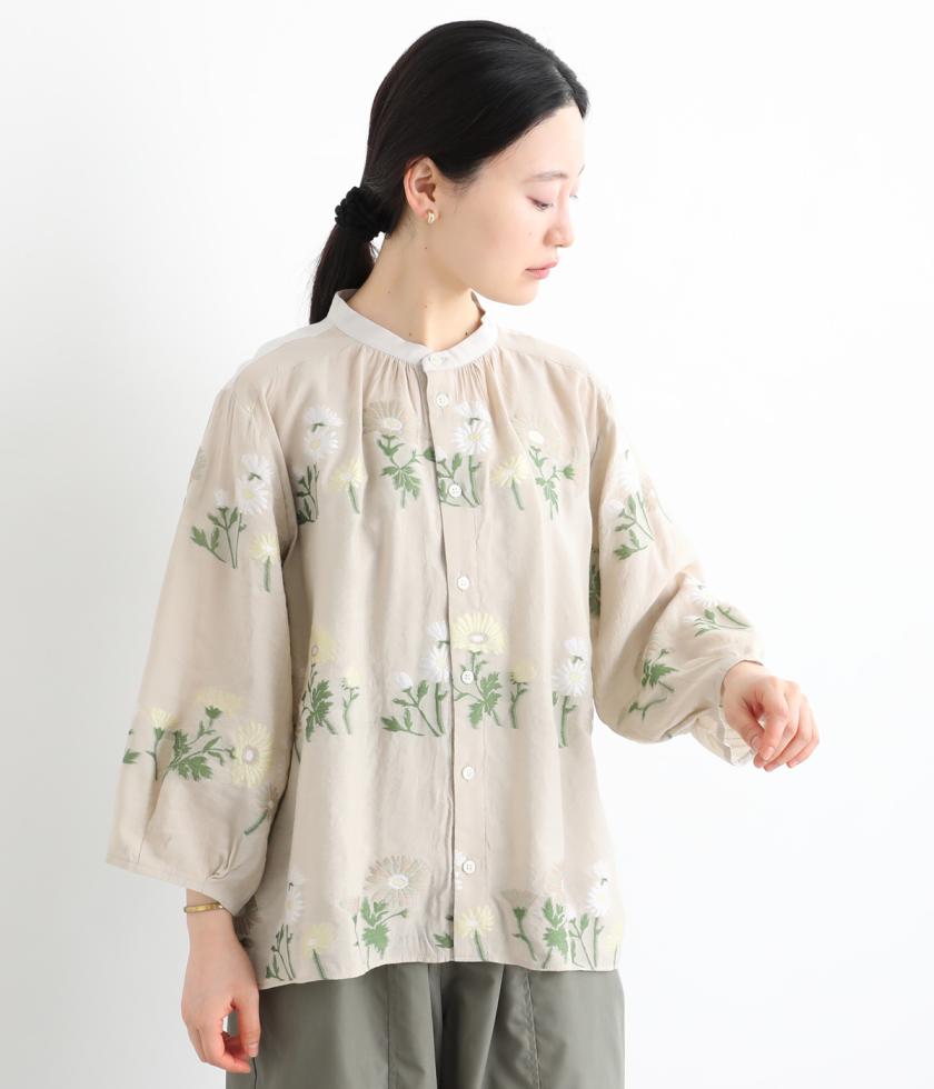 レインボーマーガレットカットジャカード+ローンチェックブラウス